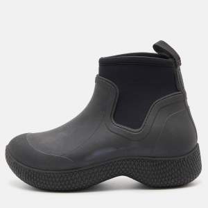 Pre Owned Celine Black Rubber and Neoprene Outdoor Ankle Boots Size 37