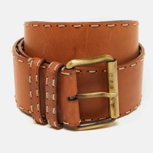 Celine Brown Leather Wide Buckle Belt M