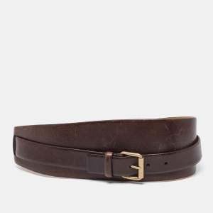 Celine Brown Leather Buckle Waist Belt S