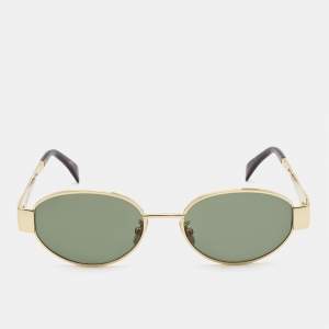 Celine Gold Tone/Green CL40235U Triomphe Oval Sunglasses
