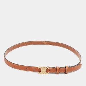 Celine Tan Leather Triomphe Buckle Belt 85CM