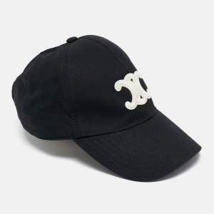 Celine Black Cotton Triomphe Baseball Cap S