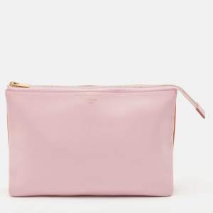 Celine Pink/Orange Leather Duo Cosmetic Pouch