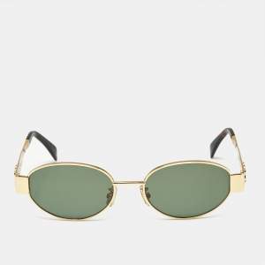 Pre Owned Celine Black/Gold CL40235U Triomphe Oval Sunglasses