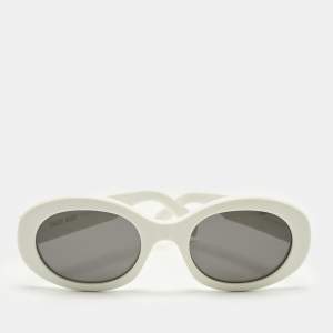 Pre Owned Celine White/Black CL40194U Triomphe Oval Sunglasses