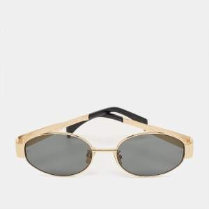 Pre Owned Celine Black/Gold CL40235U Triomphe Oval Sunglasses