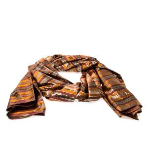 Celine Multicolor Metallic Striped Silk Scarf
