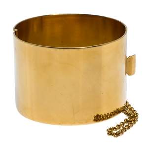 Céline Gold Tone Wide Cuff Bracelet