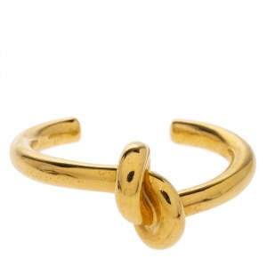 Céline Gold Tone Thick Knot Open Cuff Bracelet L