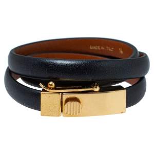 Céline Black Leather Triple Tour Bracelet M