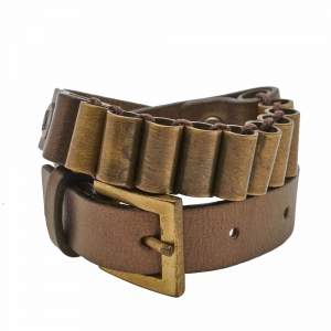 Céline Metallic Copper Leather Metal Link Double Wrap Bracelet
