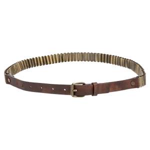 Celine Brown Metal And Leather Waist Belt 75 CM