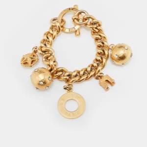 Celine Vintage Gold Tone Charms Bracelet
