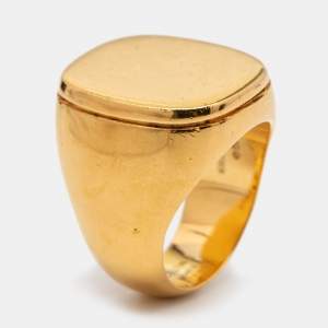 Céline Gold Tone Square Ring Size EU 54
