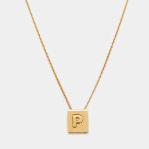 Céline Gold Tone Alphabet "P" Pendant Necklace