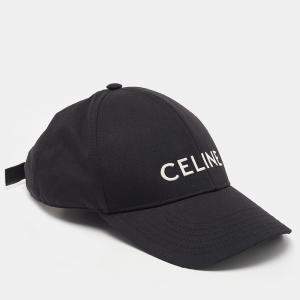 Céline Black Logo Embroidered Cotton Canvas Baseball Cap M