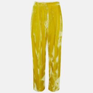 Celine Yellow  Velvet Wide-leg Pants M