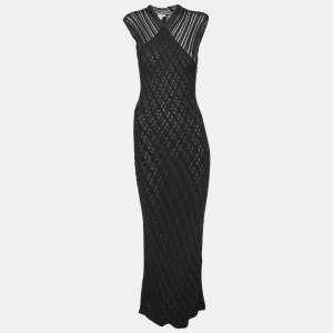 Celine Black Knit Viscose Blend Bandage Dress L
