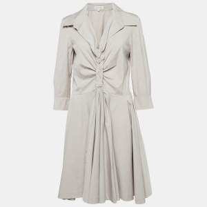 Celine Grey Cotton Blend Braided Detail Short Dress L