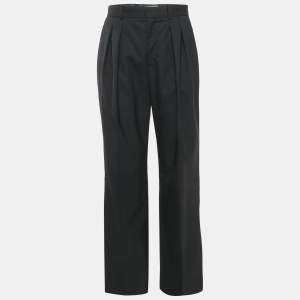 Pre Owned Celine Black Wool High Waist Tapered Trousers M
