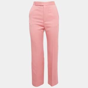 Celine Pink Wool Drill Wide-Leg Trousers S