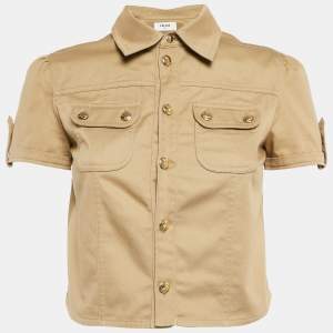 Celine Brown Cotton Crop Shirt S