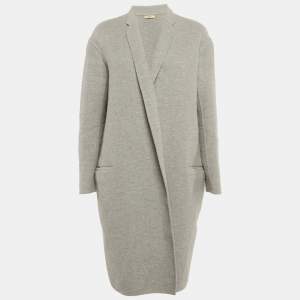 Celine Grey Cashmere Open Front Long Coat S