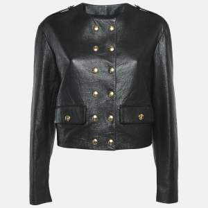 Celine Black Leather Doble Breasted Jacket S