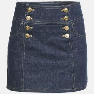 Celine Blue Wash Denim Trapeze Mini Skirt S Waist 25"