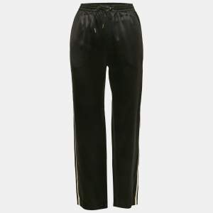 Celine Black Flowing Satin Triomphe Jogging Pants S