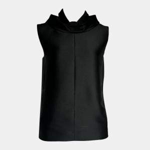 Celine Black Sleeveless Top with Ruffled Collar