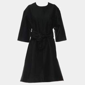 Celine Black Wool & Silk Belted Dress FR Women 42
