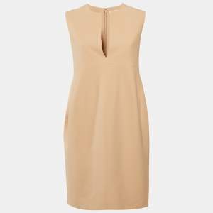 Celine Peach Crepe V-Neck Mini Dress M