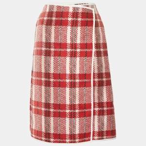 Pre Owned Celine Multicolor Patterned Synthetic Overlap Midi Skirt M