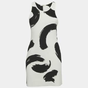 مملوكة مسبقًا Celine White/Black Jacquard Stretch Knit Mini Dress S