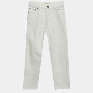 Pre Owned Celine White Denim Raw Edge Hem Jeans S Waist 25"