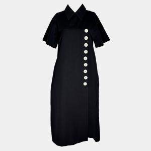 Pre Owned Celine Black Denim White Button Dress