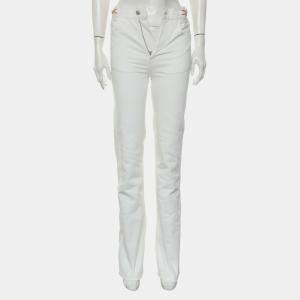 Pre Owned Celine White Cotton Triomphe Straight Jeans