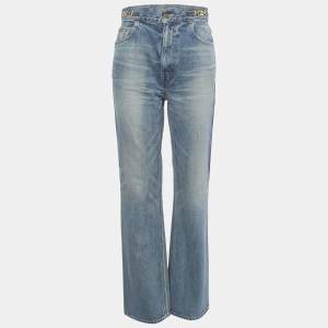 Pre Owned Celine Blue Faded Denim Straight-Leg Jeans M/Waist 26"