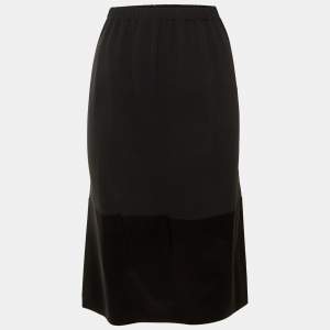 مملوكة مسبقًا Celine Black Crepe Paneled Midi Skirt M