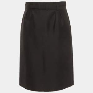 مملوكة مسبقًا Celine Black Dupion Cotton Blend Pencil Skirt M