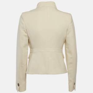 مملوكة مسبقًا جاكيت سيلين كريمي صوف بتفاصيل حزام مقاس متوسط (ميديوم)