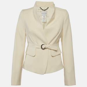 Pre Owned جاكيت سيلين كريمي صوف بتفاصيل حزام مقاس متوسط (ميديوم)