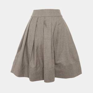 مملوكة مسبقًا Celine Grey Wool Pleated Mini Skirt M
