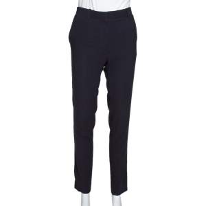 Celine Navy Blue Crepe Tailored Trousers S