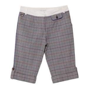 Celine Vintage Grey Micro Check Pattern Cotton Shorts S
