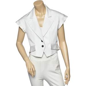 Celine Off-White Cotton Button Front Vest M