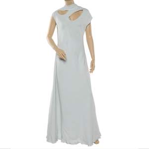 Celine Pale Green Crepe Cut Out Detail Maxi Dress L