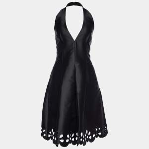 Celine Vintage Black Silk Halter Dress & Jacket Set L/XL