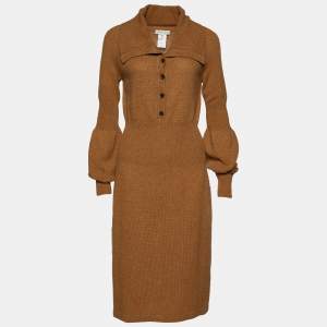 Celine Brown Camel Sweater Midi Dress M